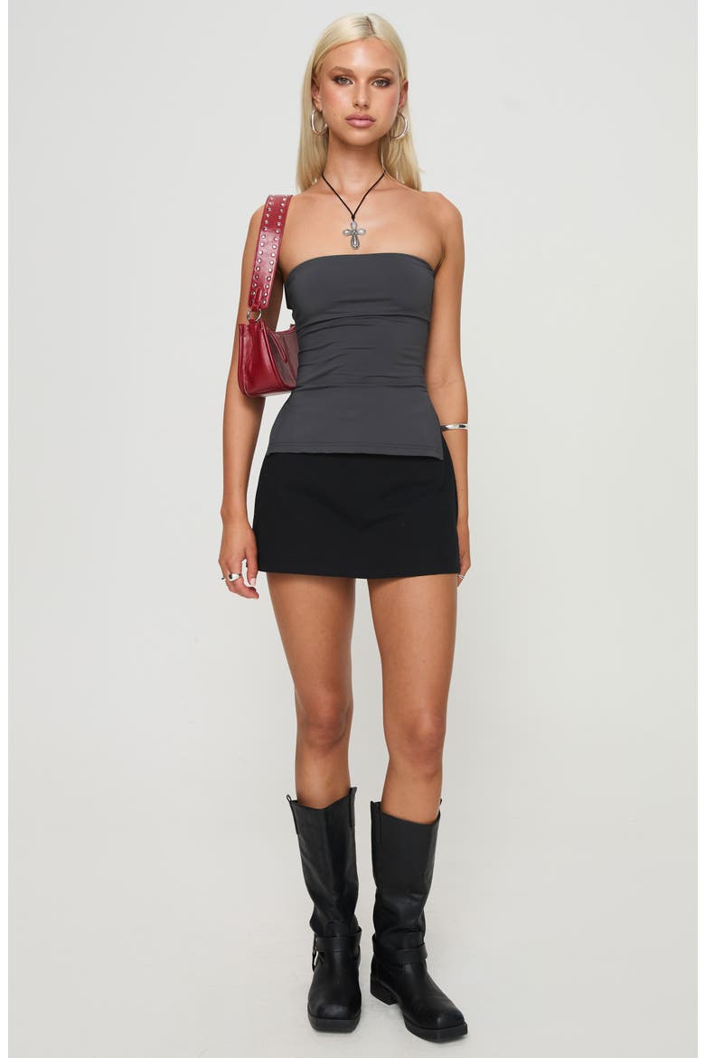 Strutter Foldover Strapless Top, Alternate, color, DARK GREY