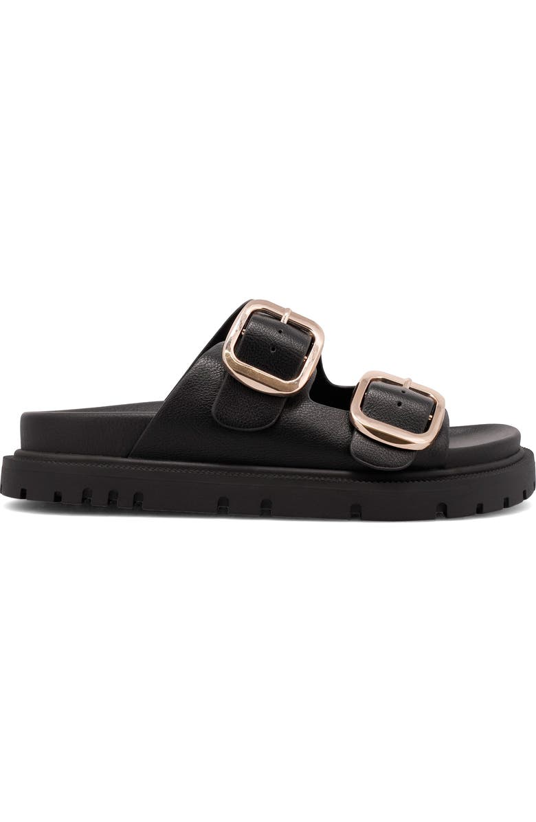 MIA Alttar Slide Sandal, Alternate, color, Black W/ Gld Buckles