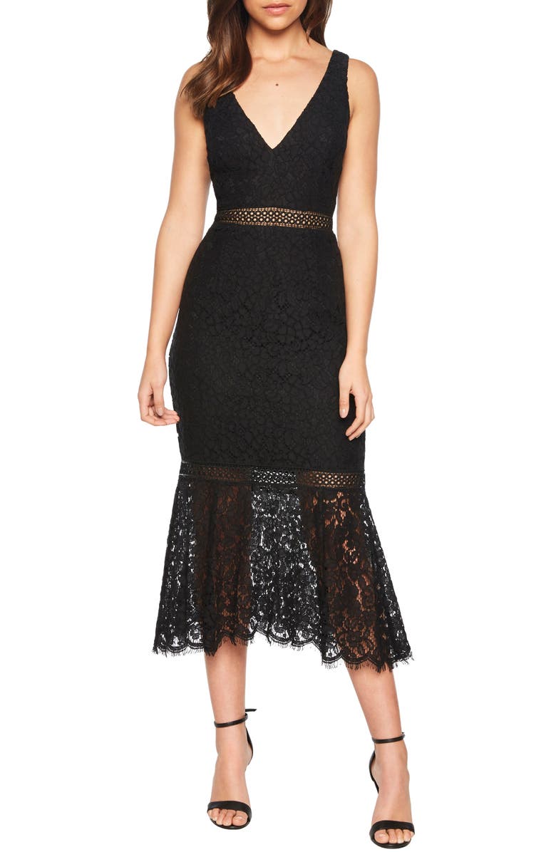 Bardot Sienna Lace Trumpet Dress, Main, color,