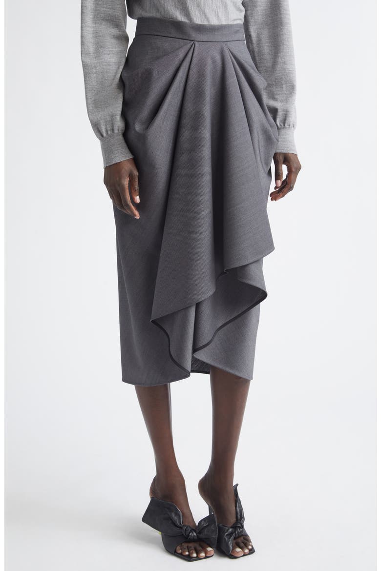Draped Wool & Mohair Blend Midi Skirt, Alternate, color, GREY MIX