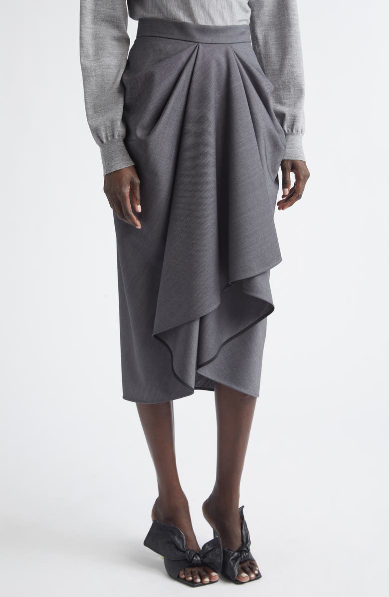 Givenchy Draped Wool & Mohair Blend Midi Skirt, Alternate, color, Grey Mix