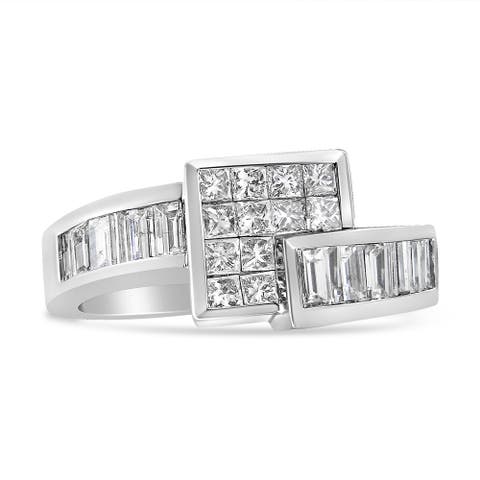 14K White Gold 1 1/2 Cttw Diamond Geometric Bypass Ring Band
