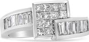 Haus of Brilliance 14K White Gold 1 1/2 Cttw Diamond Geometric Bypass Ring Band