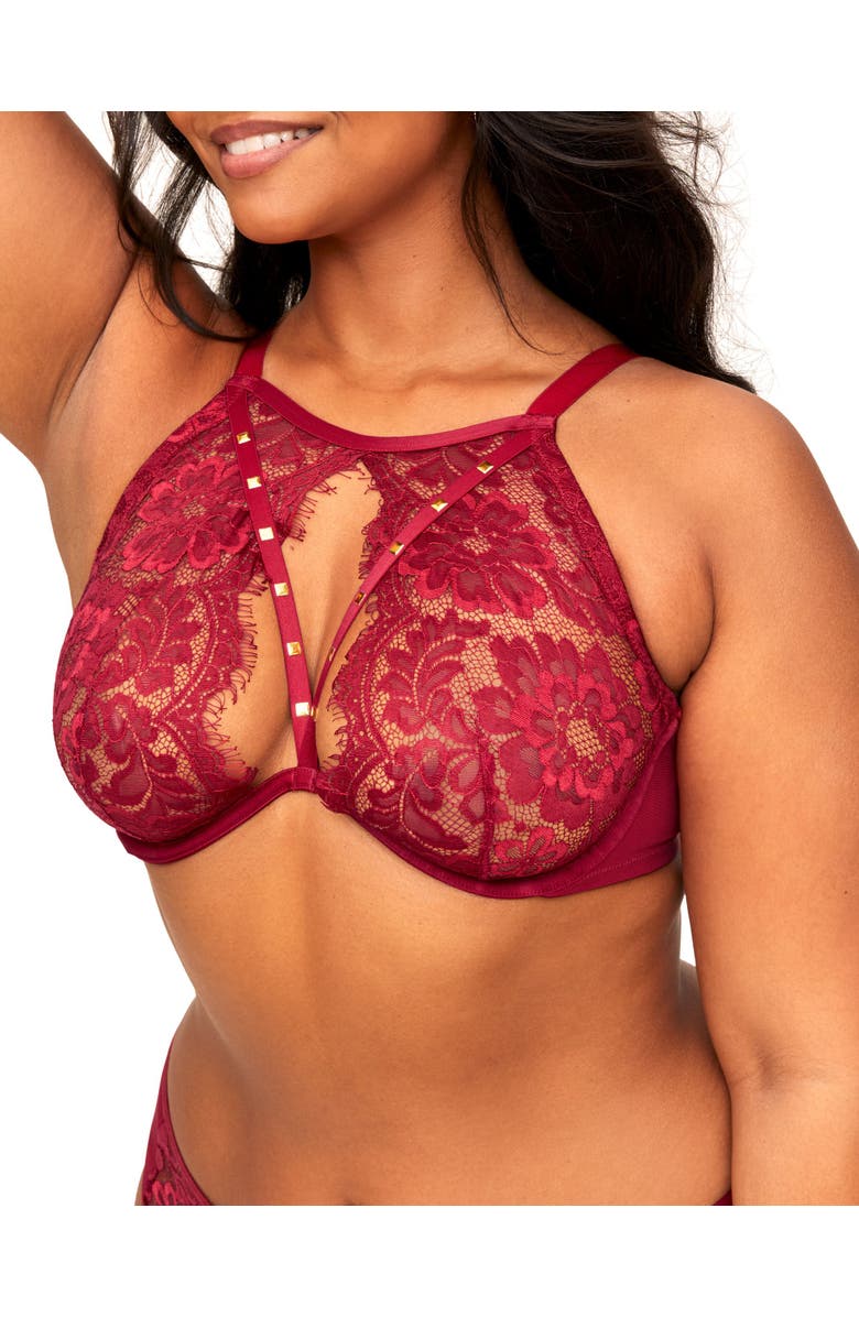 Adore Me Emmeline Unlined Plunge Bra, Alternate, color, Dark Red