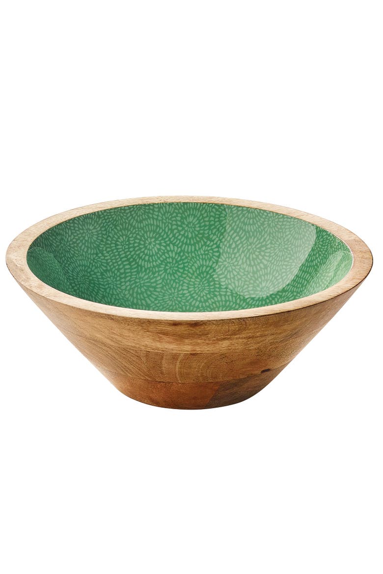 Mango Wood Lacquered Small Serving Bowl, 8" x 3", Main, color, Green