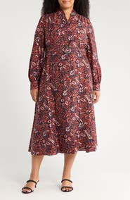 Caslon® Floral Print Long Sleeve Shirtdress