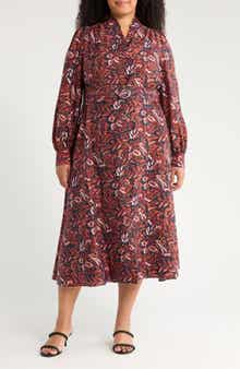 Caslon® Floral Print Long Sleeve Shirtdress