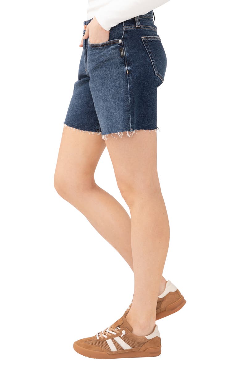 Silver Jeans Co. Suki Curvy Raw Hem Mid Thigh Denim Shorts, Alternate, color, Brooks