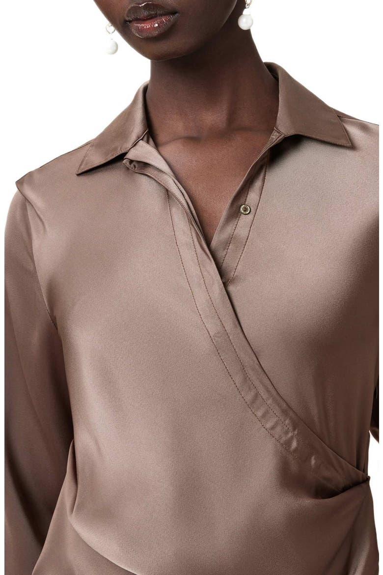 Tira Long Sleeve Mini Shirtdress, Alternate, color, CUMIN BROWN