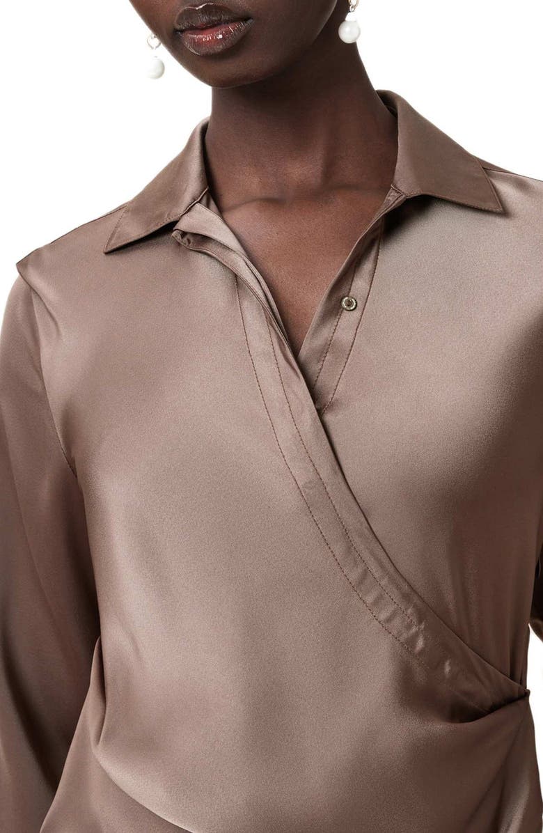 AllSaints Tira Long Sleeve Mini Shirtdress, Alternate, color, Cumin Brown