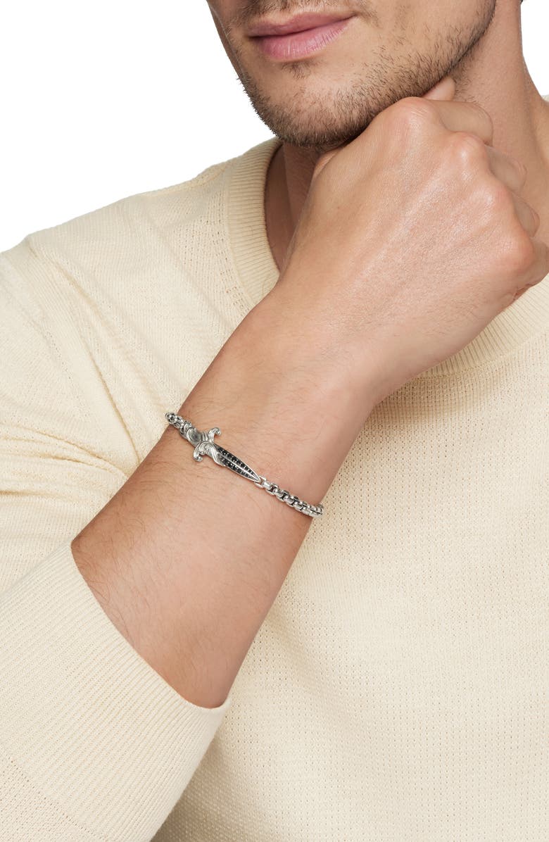 David Yurman 'Waves' Dagger Bracelet with Black Diamonds, Alternate, color, Black Diamond