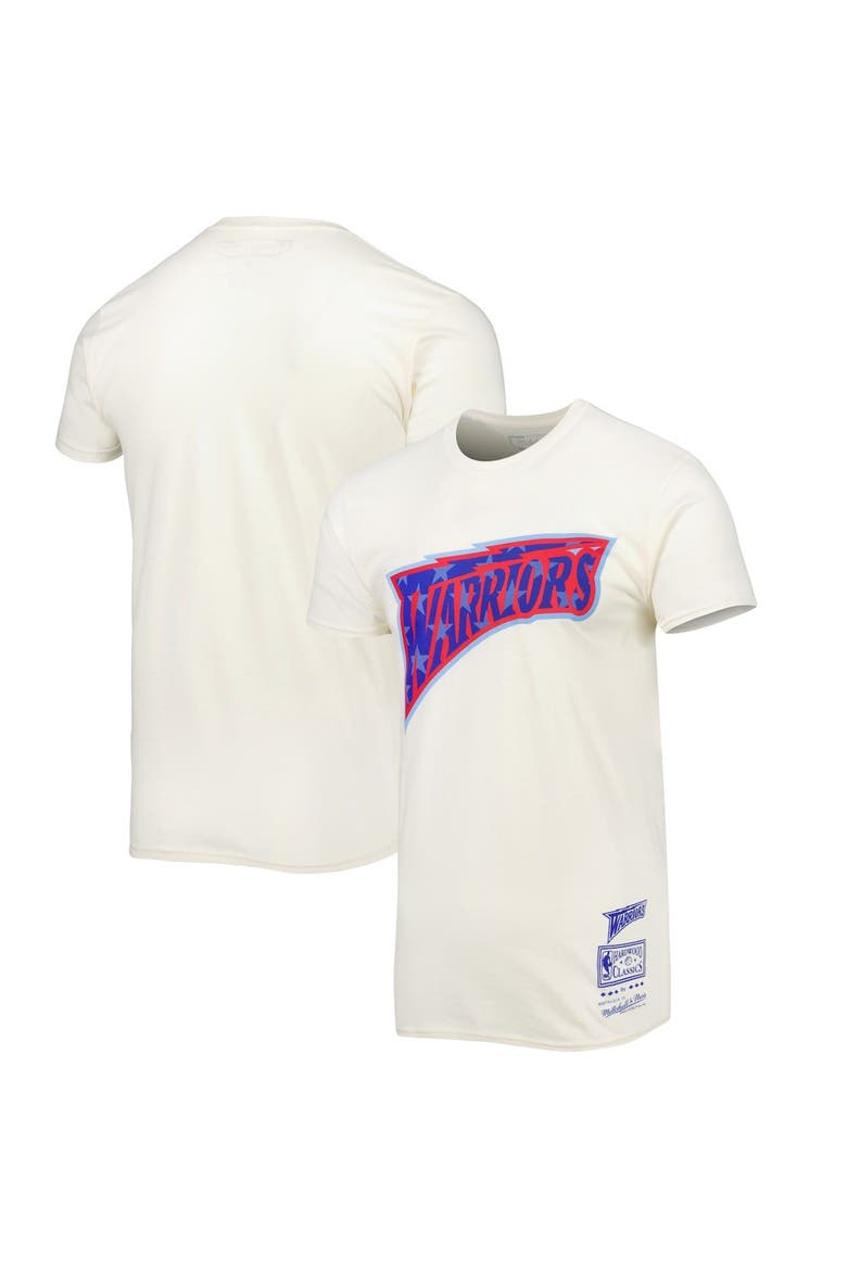 Men's Mitchell & Ness Cream Golden State Warriors Hardwood Classics Americana Freedom T-Shirt, Main, color, Cream