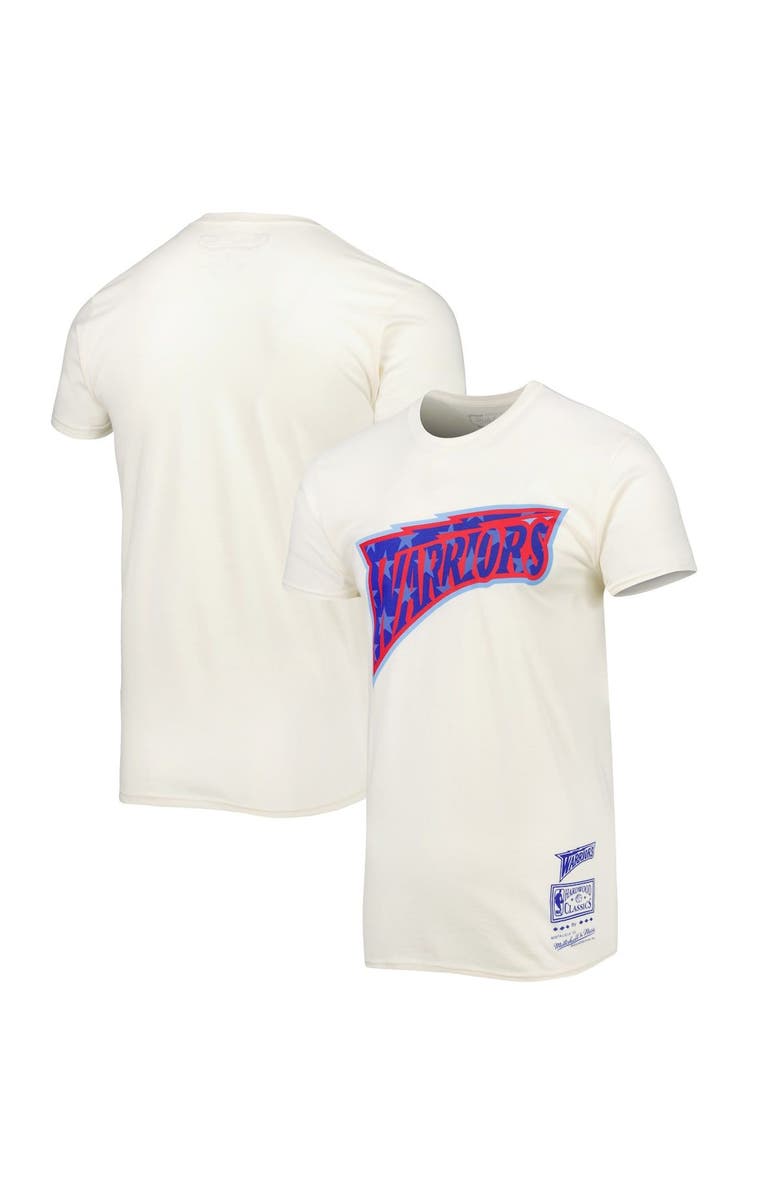 Mitchell & Ness Men's Mitchell & Ness Cream Golden State Warriors Hardwood Classics Americana Freedom T-Shirt, Main, color, 