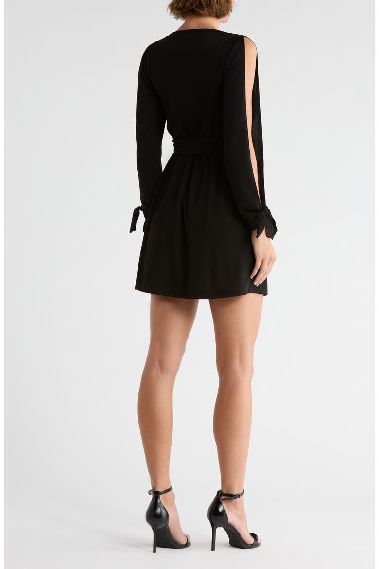 Long Sleeve Wrap Dress, Alternate, color, BLACK