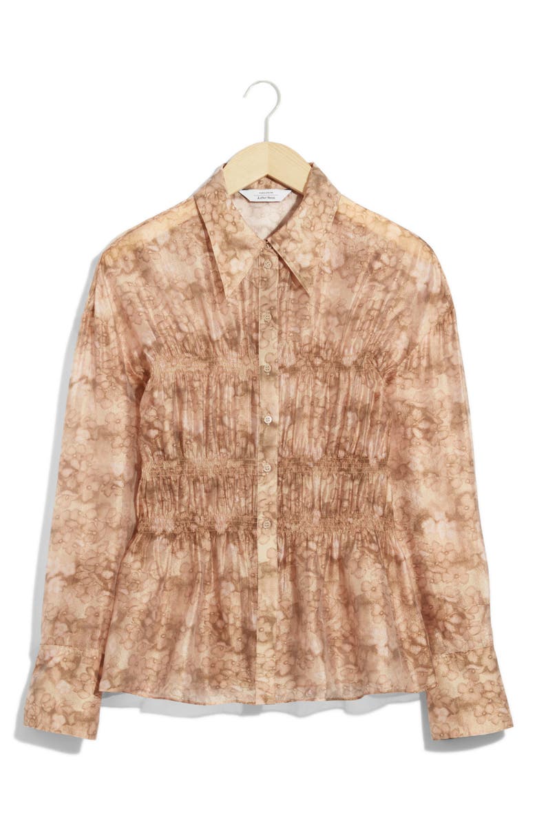 & Other Stories Smocked Peplum Shirt, Alternate, color, 