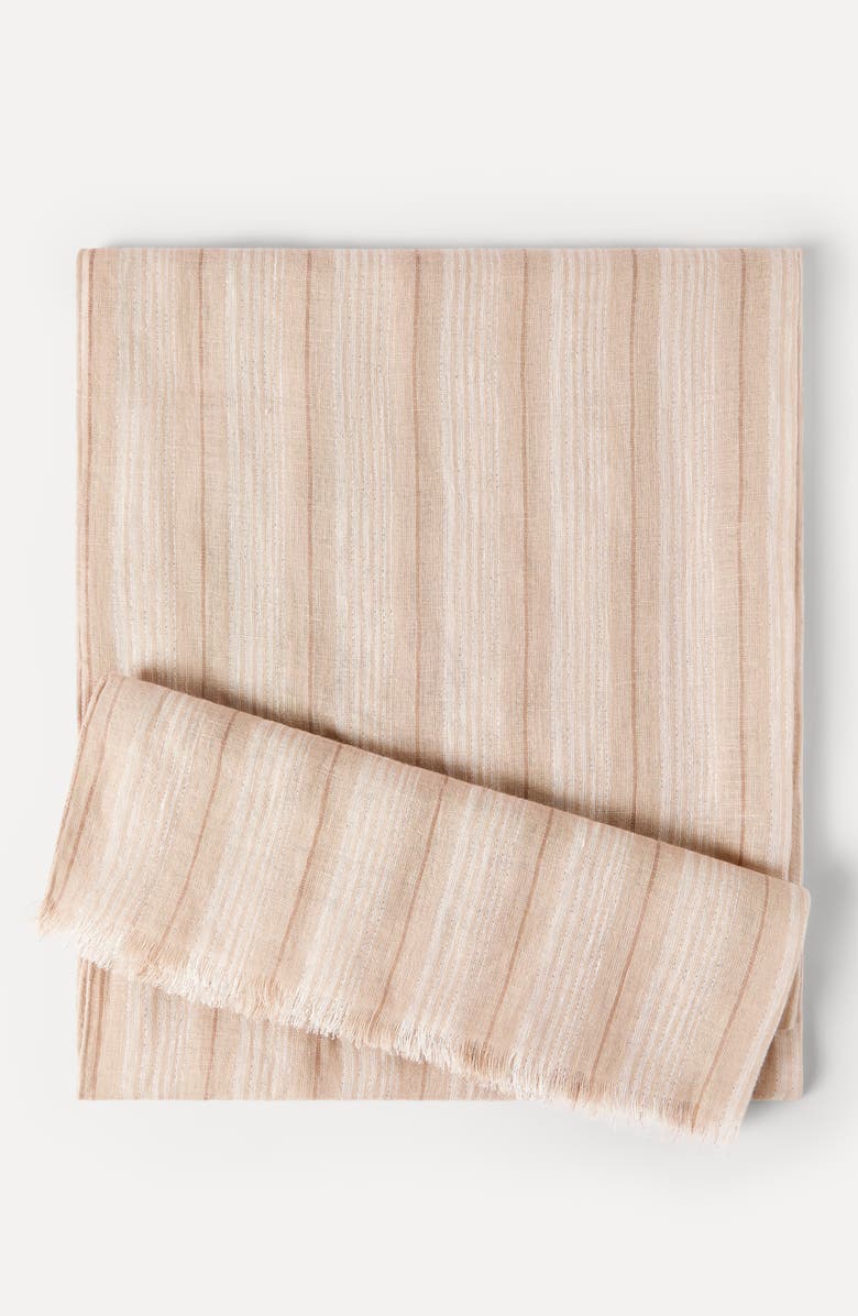 Brunello Cucinelli Sparkling linen scarf, Alternate, color, Beige