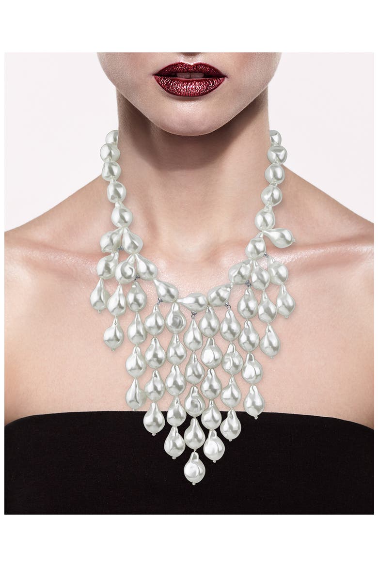Imitation Baroque Pearl Bib Necklace (Nordstrom Exclusive), Alternate, color, WHITE/ SILVER