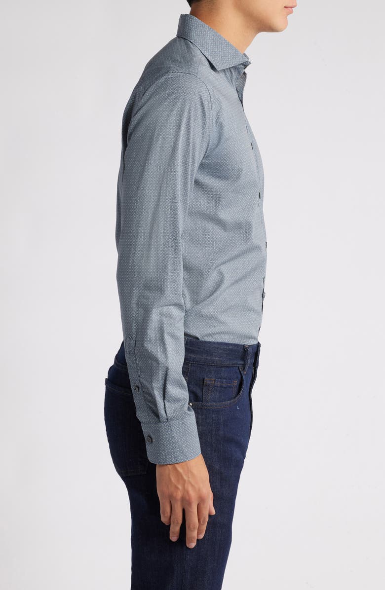 Canali Regular Fit Geometric Print Dress Shirt, Alternate, color, Grey Blue