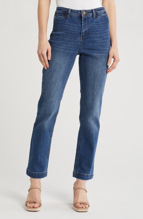 Mid Rise Straight Leg Jeans (Mino Dark)