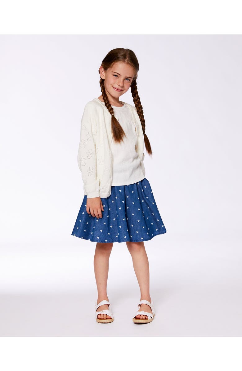 Deux par Deux Little Girl's Pointelle Knit Cardigan Sweater White, Alternate, color,