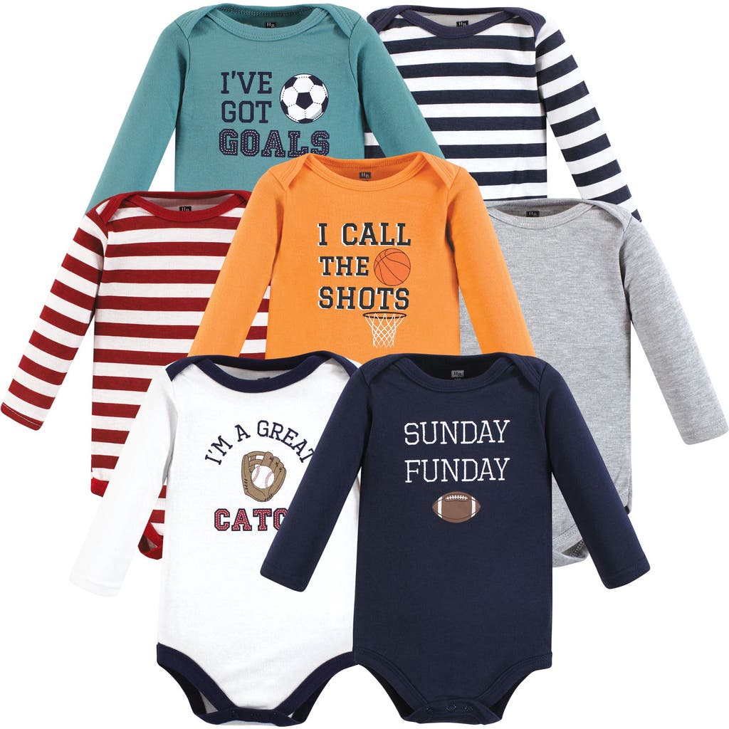 Hudson Baby Cotton Long-sleeve Bodysuits 7-pack In Multi