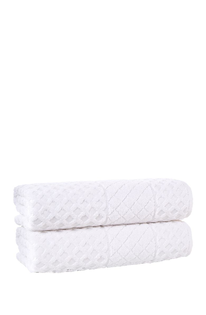 ENCHANTE HOME Glossy Turkish Cotton Bath Towel - White - Set of 2, Alternate, color, 
