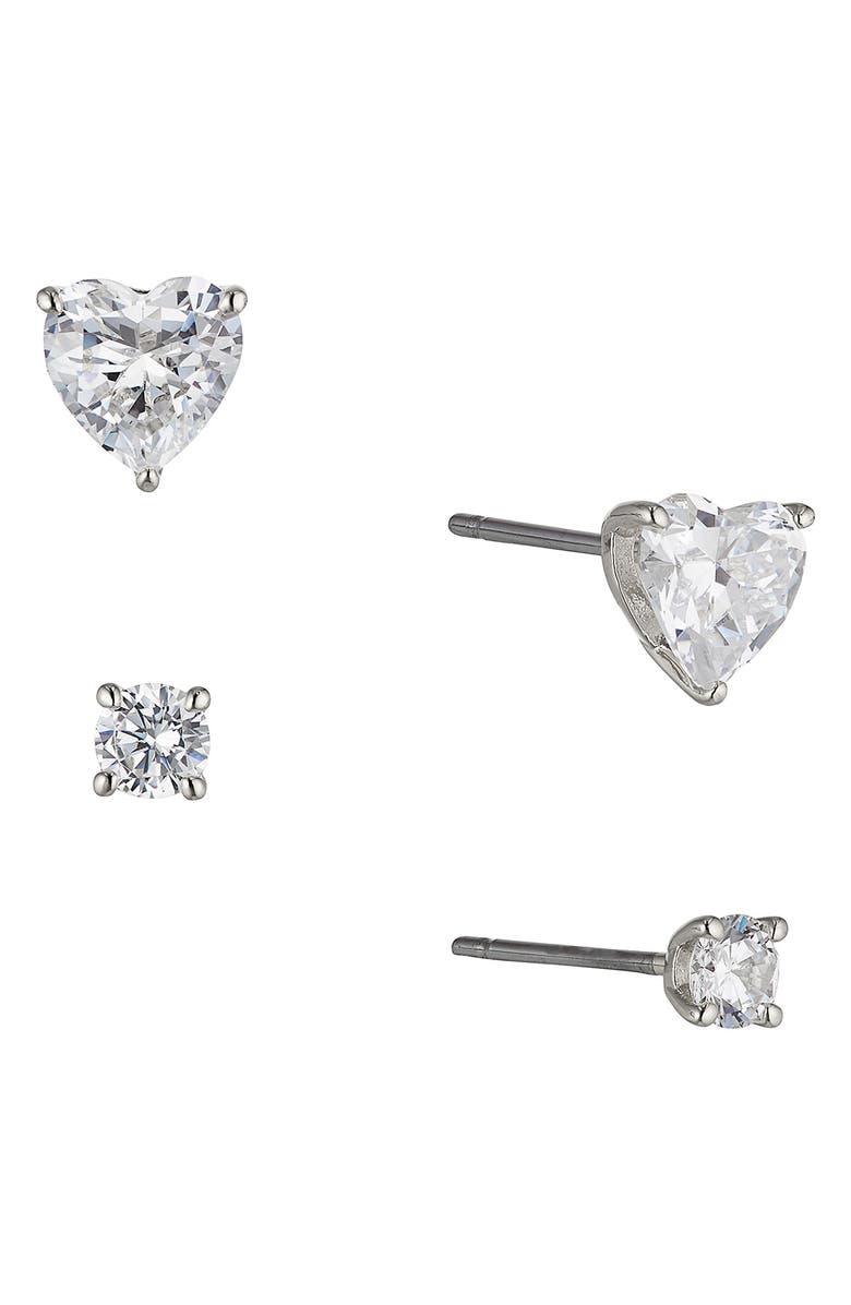 Nadri Cubic Zirconia Heart Stud Earrings, Main, color,