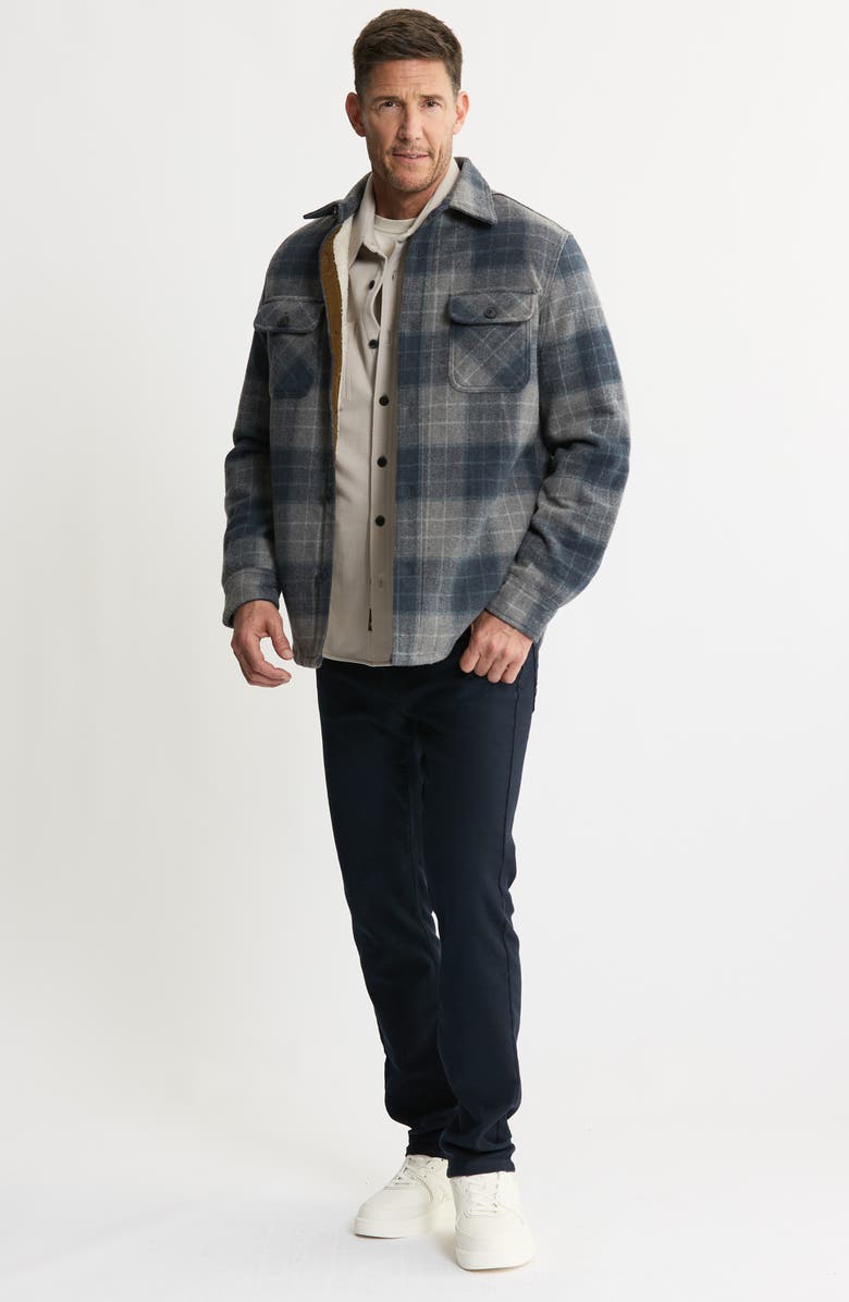JACHS Plaid Shirt Jacket with Faux Fur Lining, Alternate, color, Blue