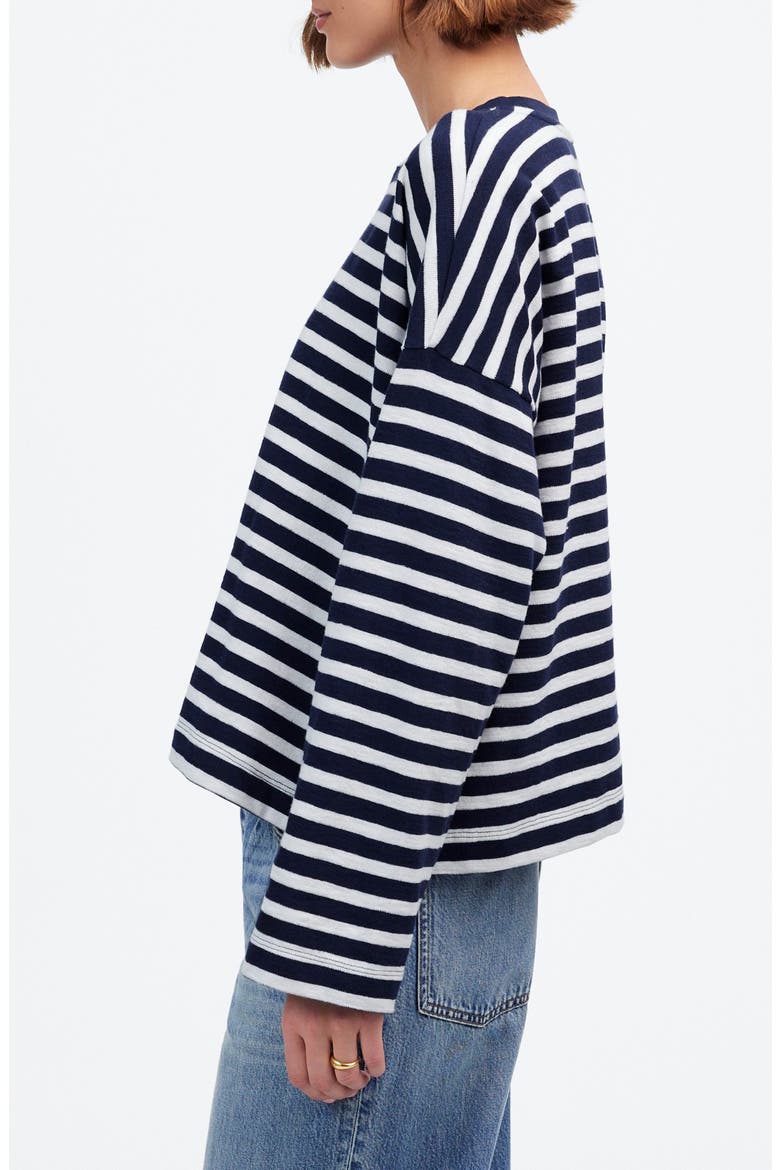 Easy Stripe Long Sleeve Top, Alternate, color, NAVY STRIPE