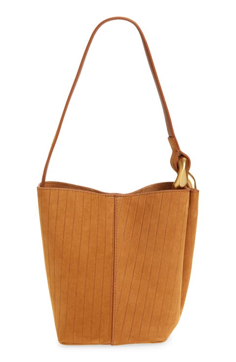 【関税&送料込】Jw Anderson Chocolate Leather Bucket Bag JW Anderson Corner Chain Small Leather Bucket Bag