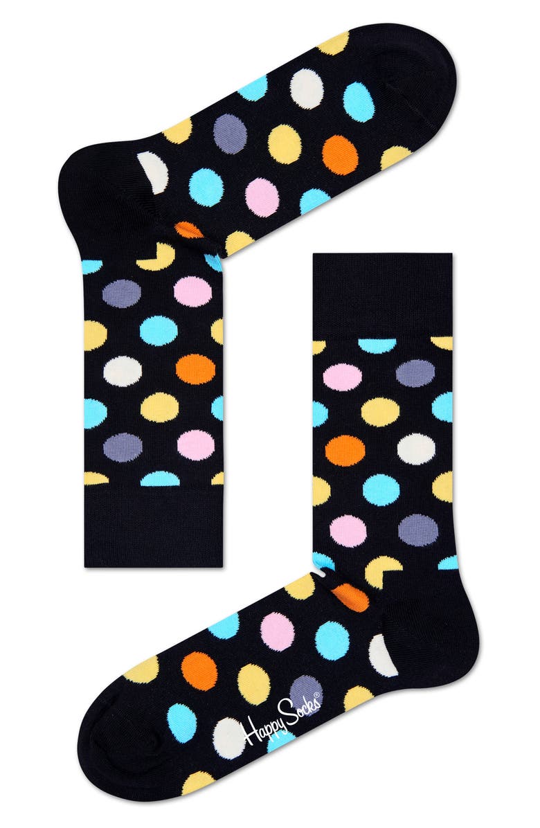 Happy Socks Big Dot Socks, Main, color, Black