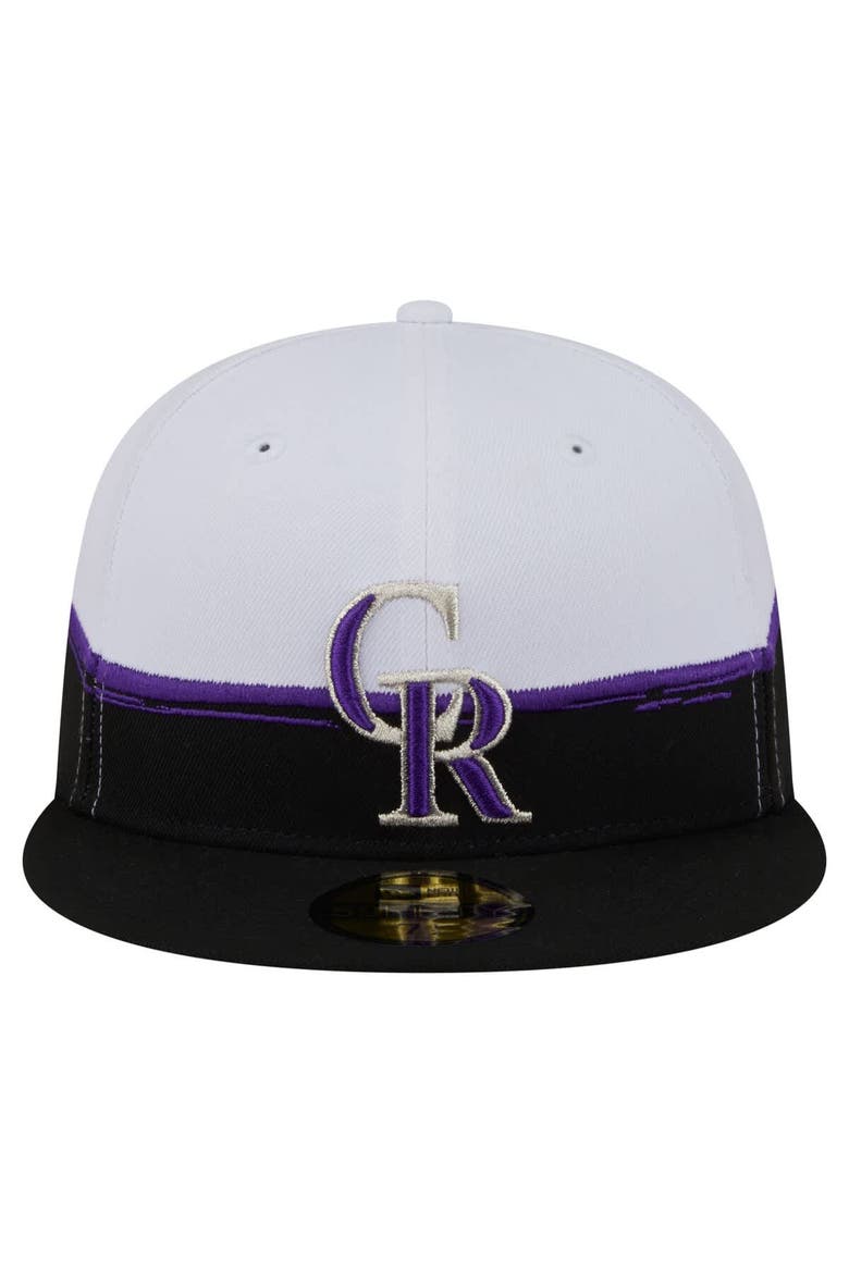 Men's New Era  Black/White Colorado Rockies Paint Stroke 59FIFTY Fitted Hat, Alternate, color, Black