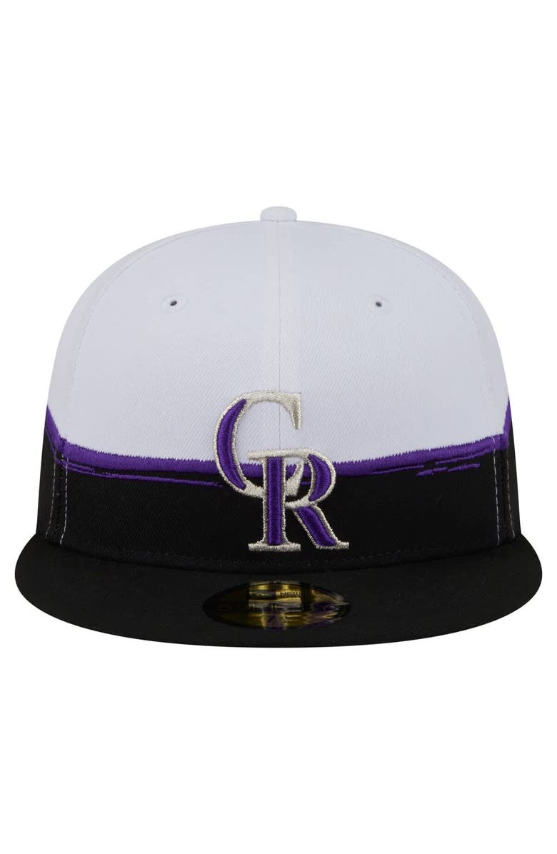 New Era Men's New Era Black/White Colorado Rockies Paint Stroke 59FIFTY Fitted Hat, Alternate, color, Black