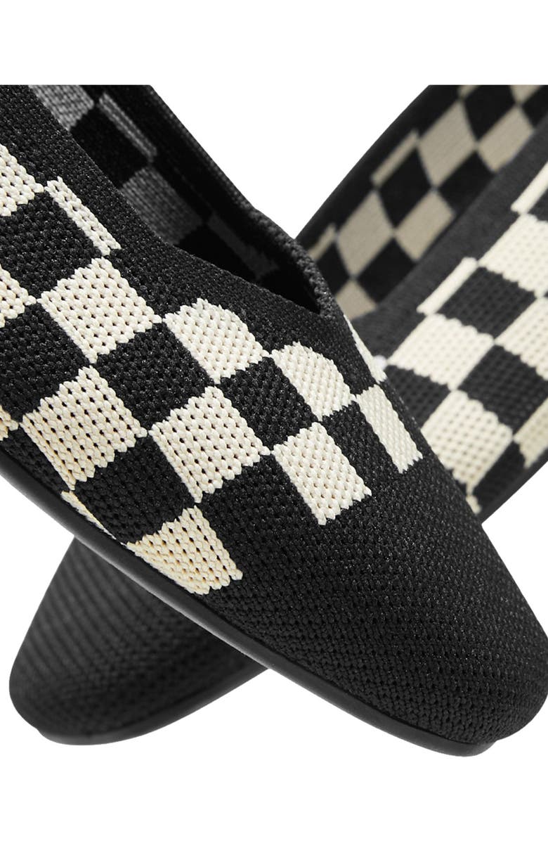 VIVAIA Square-Toe V-Cut Flats, Alternate, color, Checker