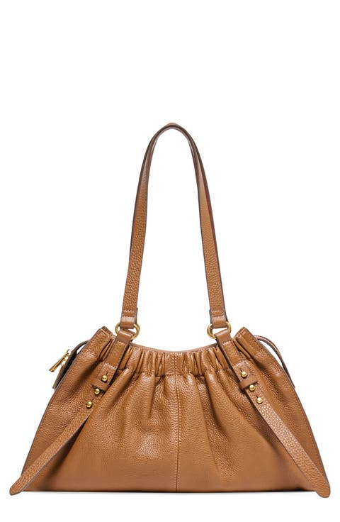 Sloan Ruched Leather Shoulder Bag