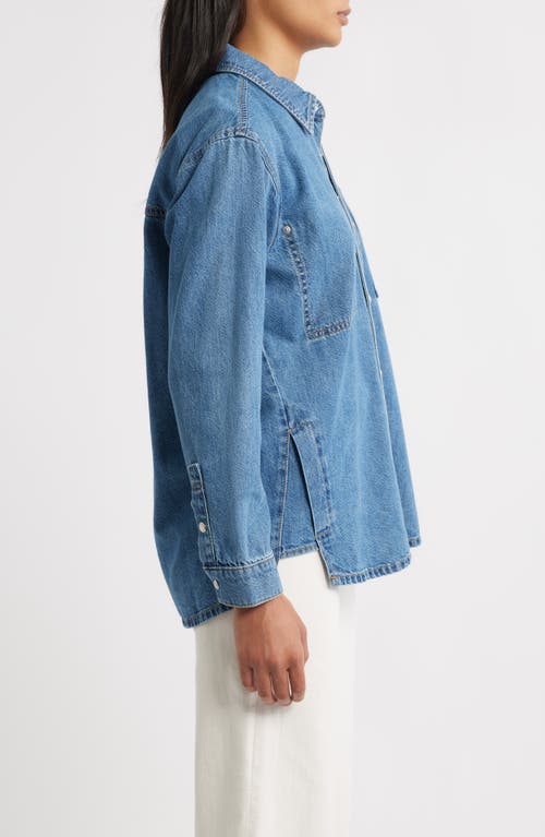 City Blues Gramercy Oversize Denim Snap-up Shirt In Blue