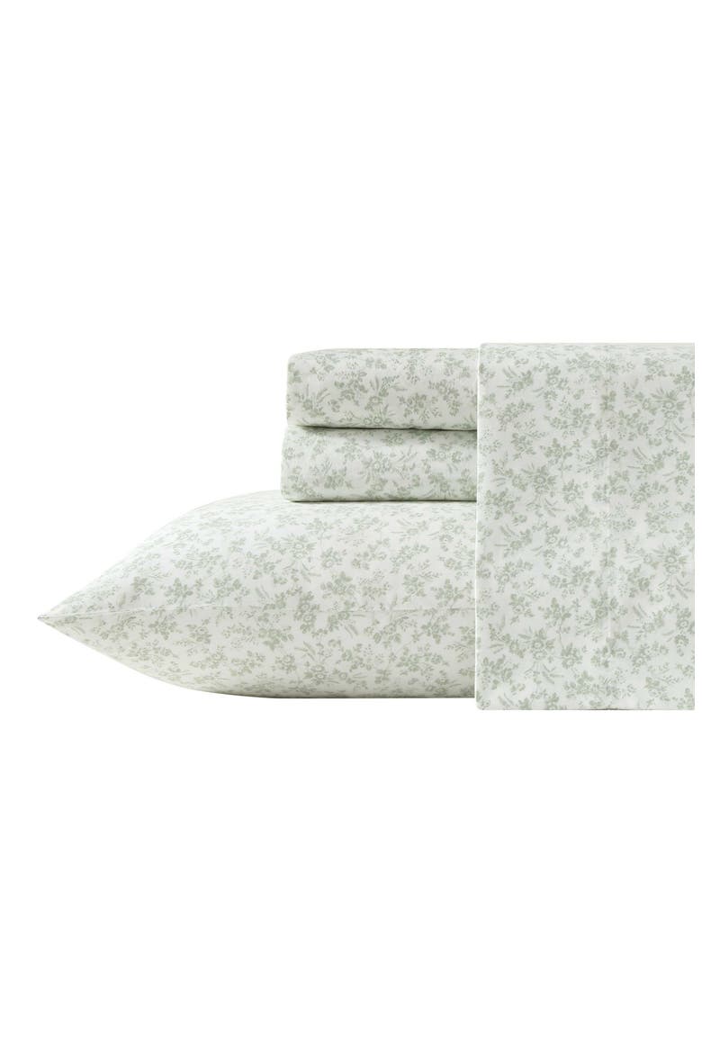 Floral Toile 300 Thread Count Cotton Sheet Set, Main, color, GREEN FLORAL TOILE