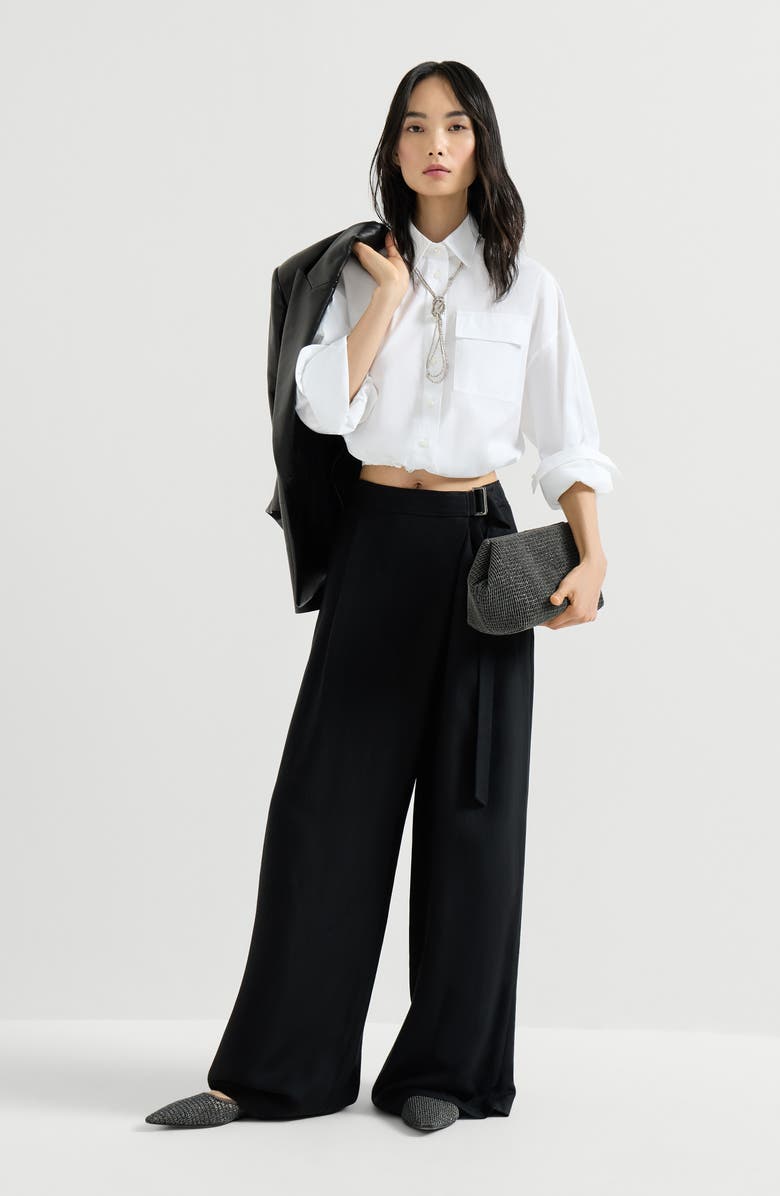 Brunello Cucinelli Sartorial wrap trousers, Alternate, color, Black