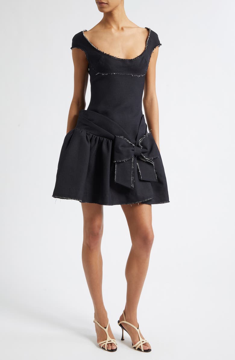 Shushu/Tong Tweed Bow Minidress, Main, color, Navy Blue