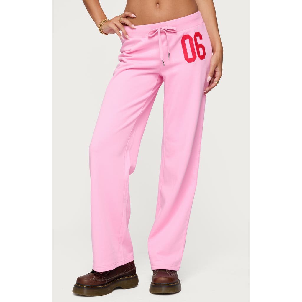 Edikted 06 Wide Leg Drawstring Sweatpants In Pink