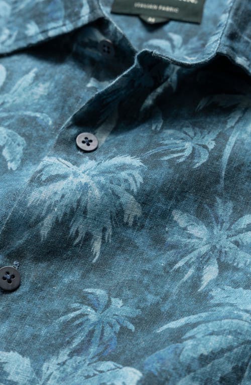 Rodd & Gunn Destiny Bay Linen Printed Short Sleeve Shirt In Teal