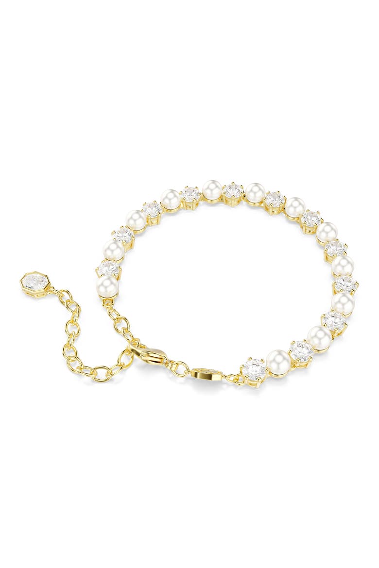 Matrix Crystal & Faux Pearl Tennis Bracelet, Alternate, color, WHITE/ GOLD