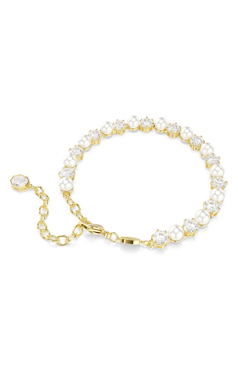 Swarovski Matrix Crystal & Faux Pearl Tennis Bracelet, Alternate, color, White/ Gold
