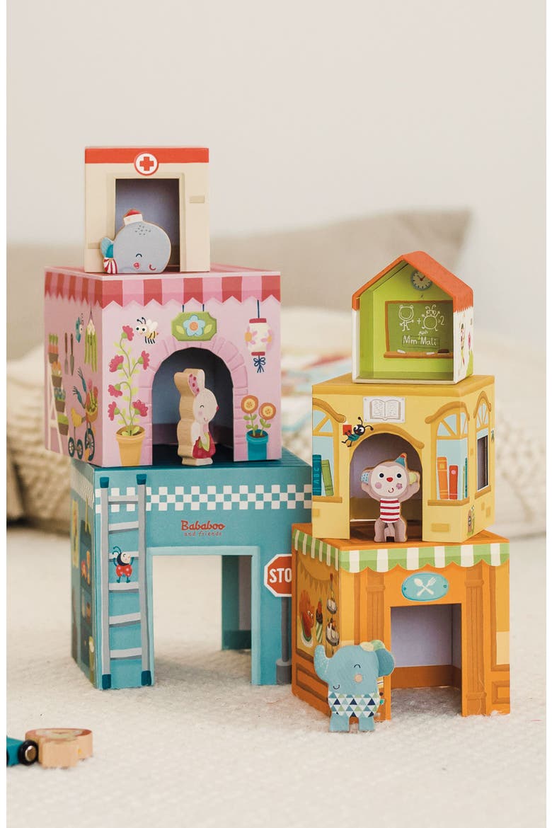Tower House Stacking Game, Alternate, color, Multi