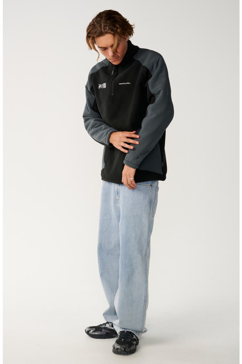 S-Series Zip Thru Crew Quarter Zip Pullover, Alternate, color, BLACK