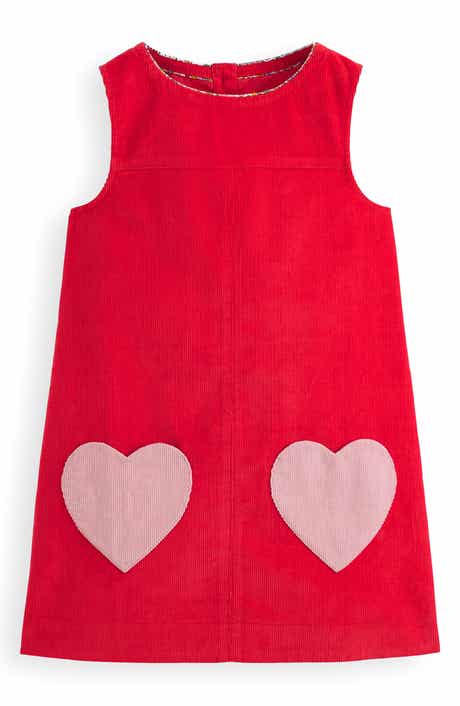 Mini Boden Kids' Heart Pocket Sleeveless Cotton Corduroy Dress