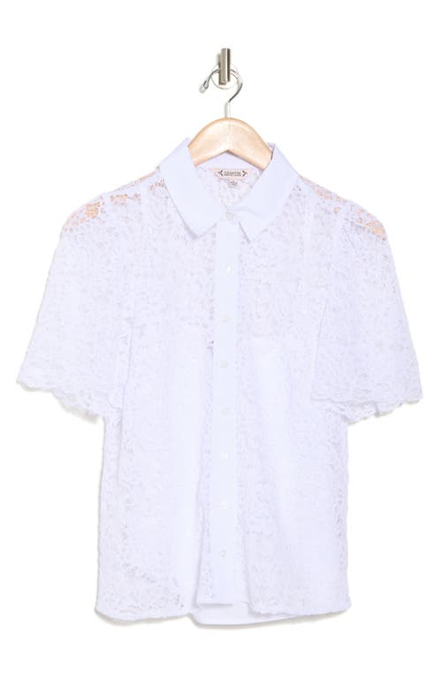 Nanette Lepore Lace Short Sleeve Button-up Shirt