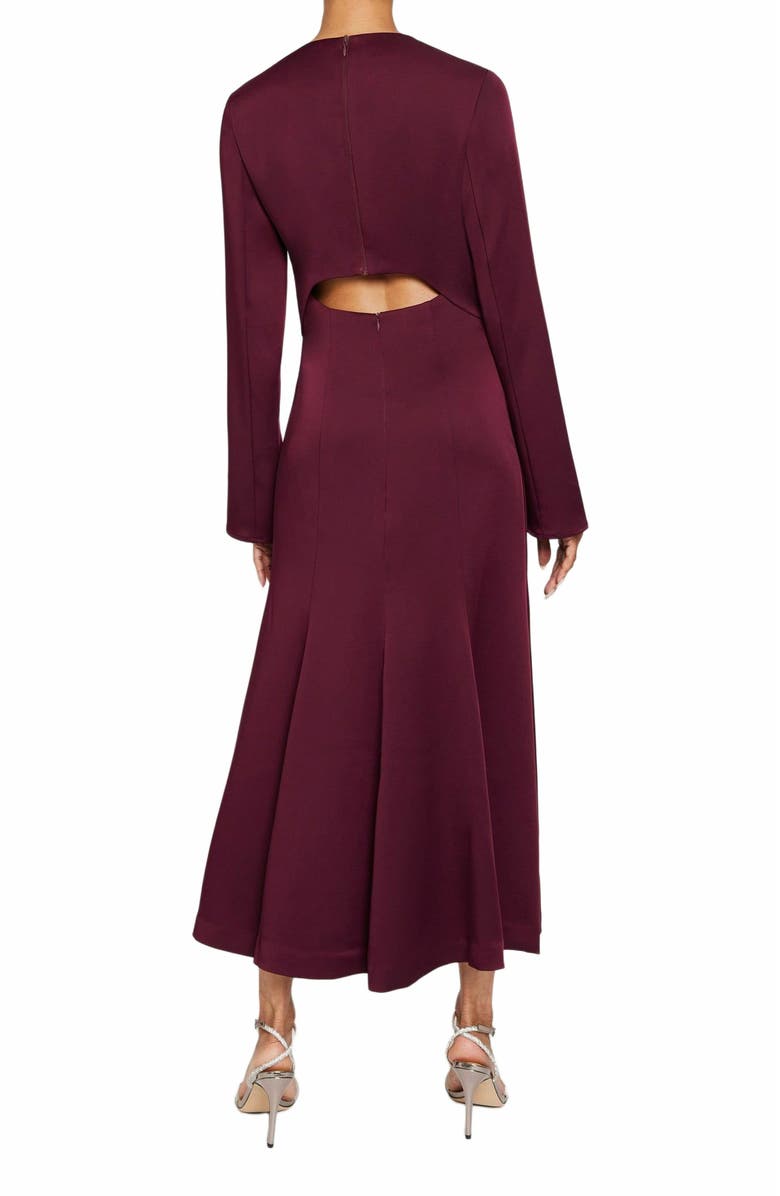 Santorelli CHARLIZE Long Sleeve Fit 
Flare Midi Dress In Smooth Crepe, Alternate, color, Sangria