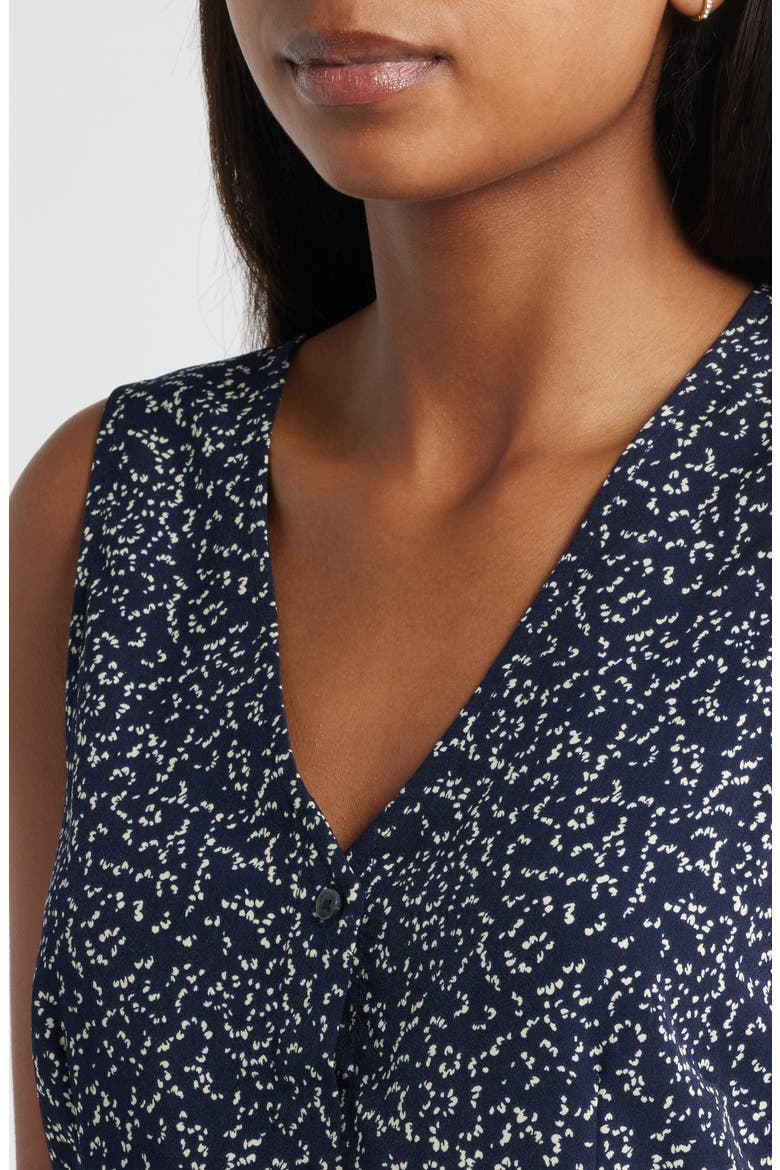 Print Button-Up Vest, Alternate, color, NAVY/ IVORY