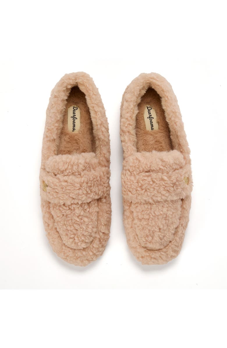 DEARFOAMS Madeline Luxe Teddy Loafer Slipper, Alternate, color, Latte